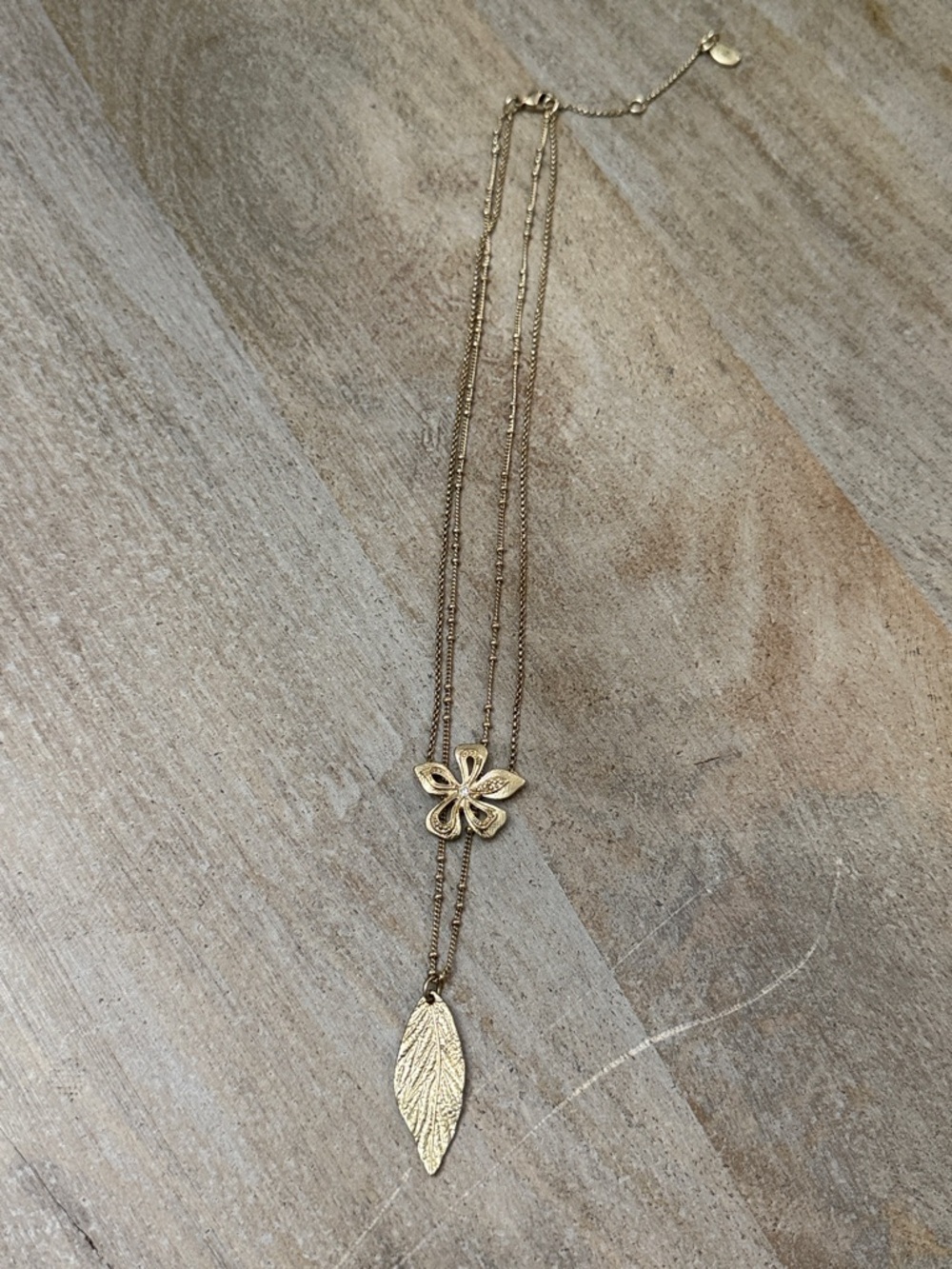 Jade & Jasper Gold Double-Layer Floral & Leaf Pendant Necklace - Women Jewelry